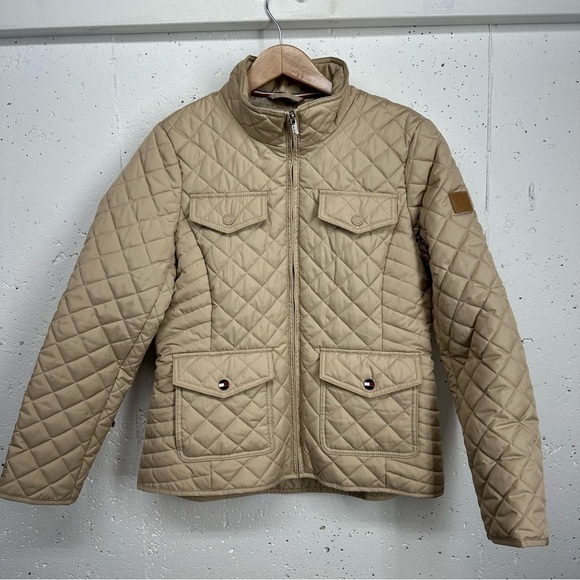 Tommy Hilfiger Women's Size Medium Beige Diamond Quilted Barn Jacket - Picture 3 of 16